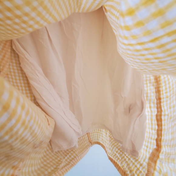 Lulus Yellow and White Gingham Mini Dress XSmall - Picture 7 of 8